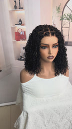 Exclusive Deal | HD Full Lace Knotless Boho Curls Braided Bob Wig Flexi Fit Invisi Drawstring Cap