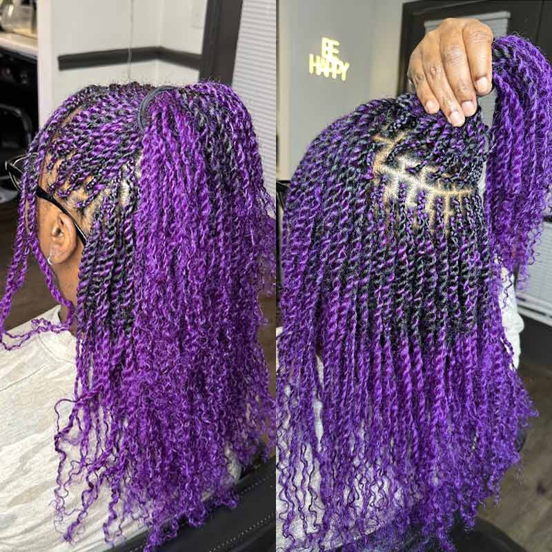 Onimehair™ New Purple Color Afro Kinky Bulk Human Hair For Braiding DreadLock