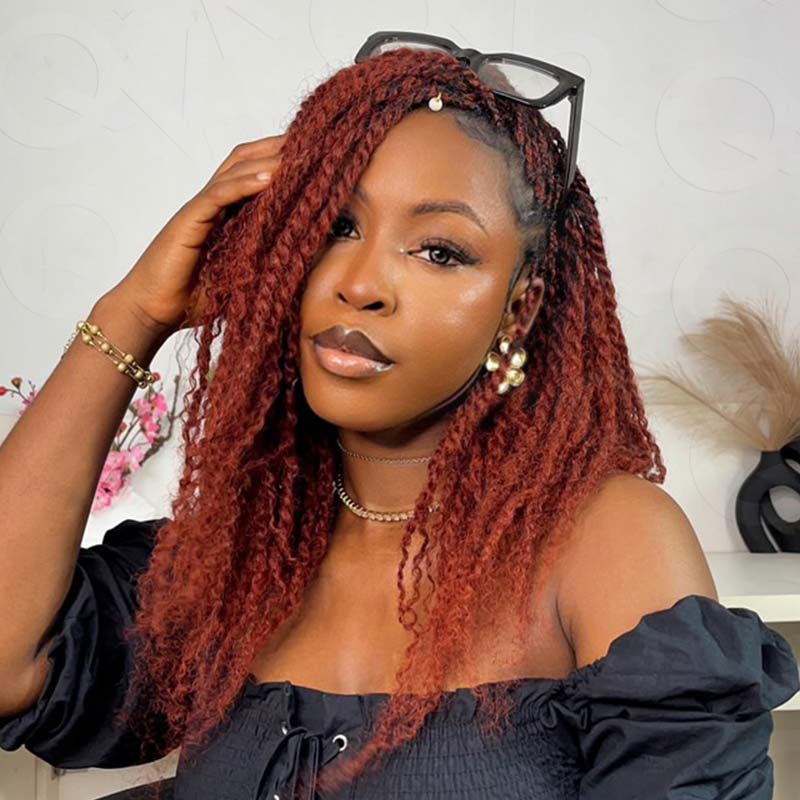 Onimehair™ Reddish Brown Color Afro Kinky Bulk Human Hair For Braiding Dreadlock Hair