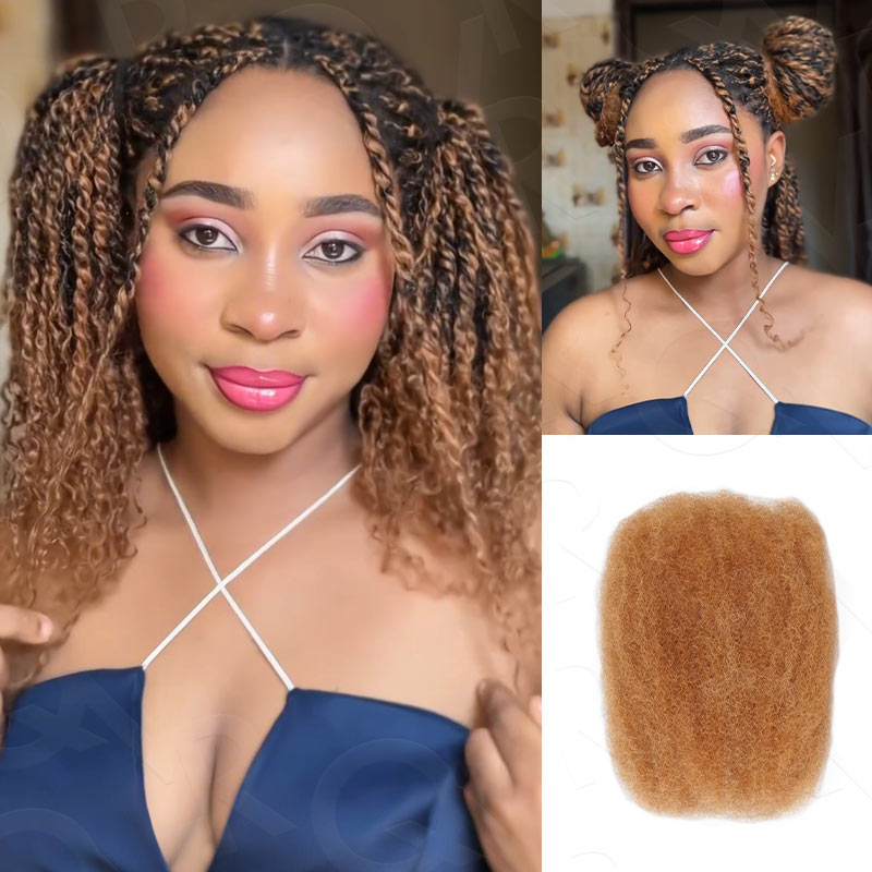 Onimehair™ Mixed Color #4/30 Afro Kinky Bulk Highlights #27/30 Human Hair