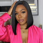 Glueless Side Part Silky Straight Short Bob C Part HD Lace Wig 100% Human Hair 180%