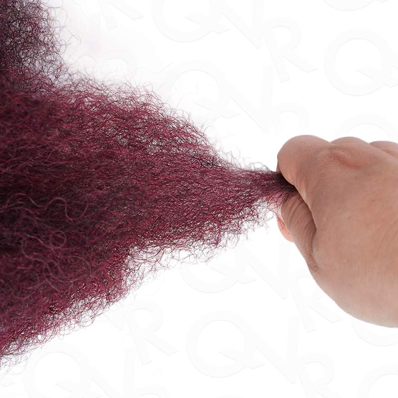 Onimehair™ Three Mix Colors Afro Kinky Bulk #1B/99J/Burgundy Human Hair For Braiding Dreadlock Hair
