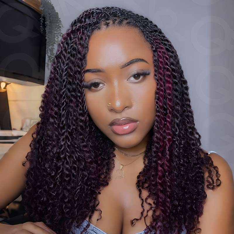Onimehair™  Burgundy #99J Color Afro Kinky Bulk Human Hair For Braiding Dreadlock Hair