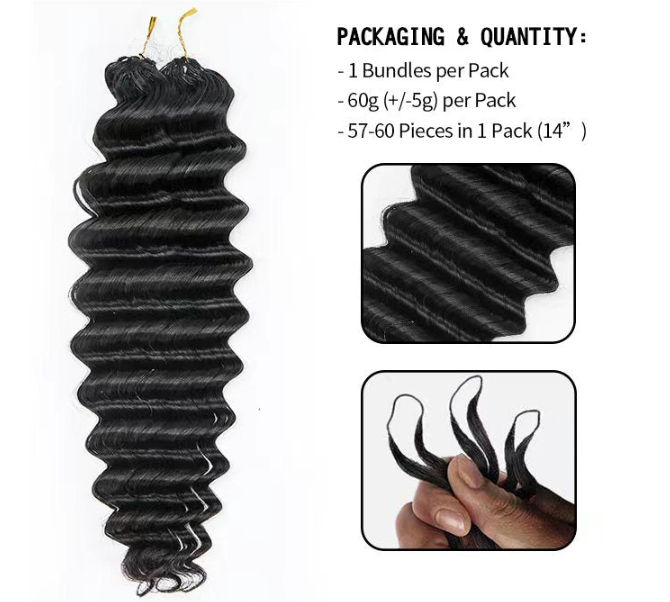 Raw Loose Deep Wave Human Crochet Hair Extensions 100% Real Hair For Crochet Locs Natural Color