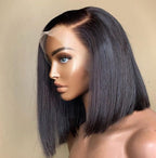 Glueless Side Part Silky Straight Short Bob C Part HD Lace Wig 100% Human Hair 180%