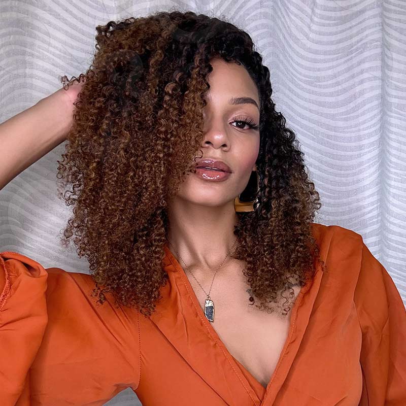 Onimehair™ Lightweight T2/30 Color Small Kinky Curly Feather Crochet Braid Human Hair Extension