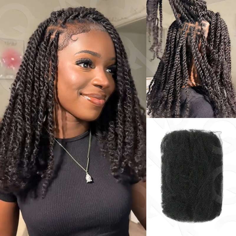 Onimehair™ Thick 4 Packs Afro Kinky Bulk Human Hair For Perfect Braids & Twists