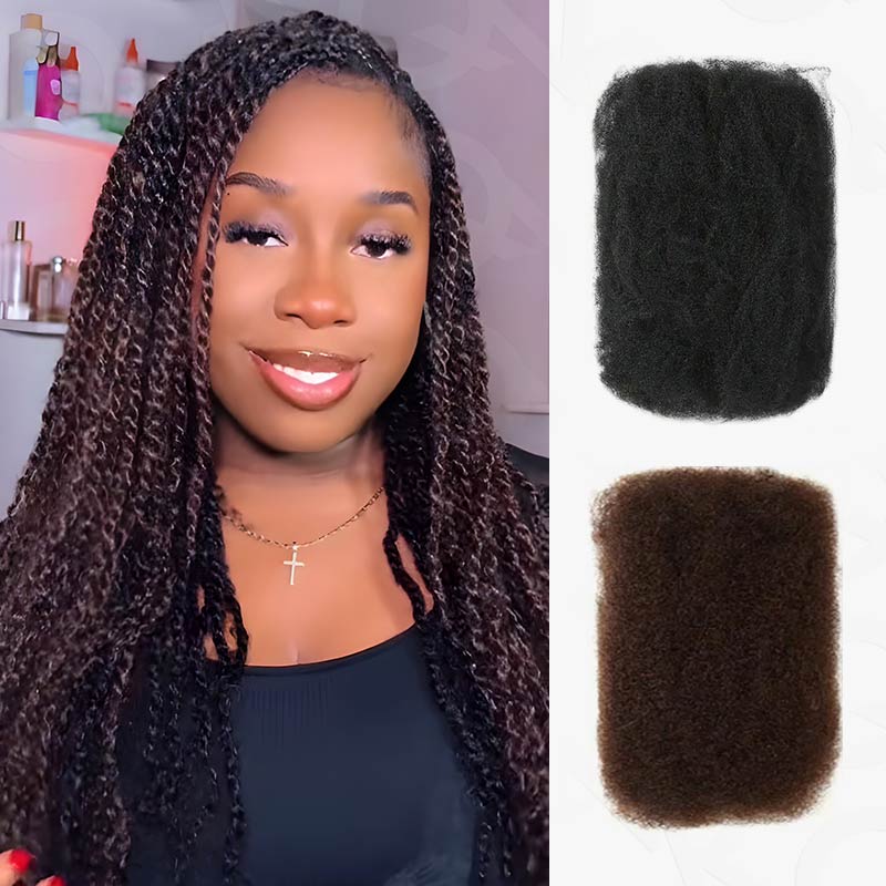 Onimehair™ #1B+#4 Two Colors Afro Kinky Bulk Human Hair For Braiding DreadLock