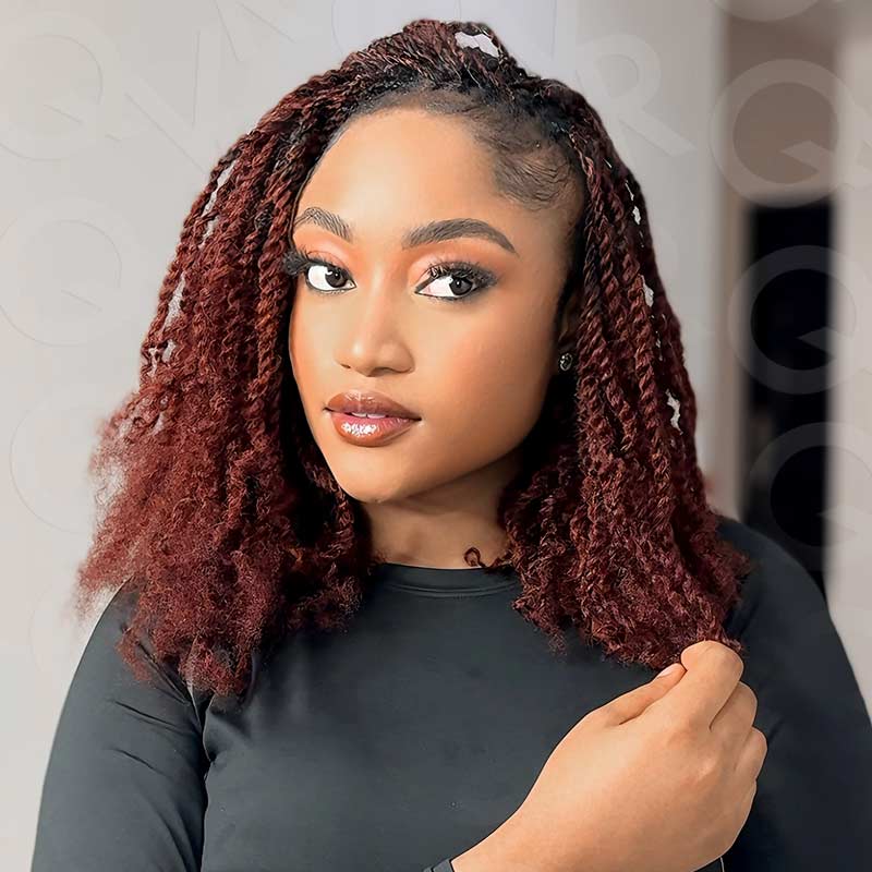 Onimehair™ Reddish Brown Color Afro Kinky Bulk Human Hair For Braiding Dreadlock Hair