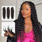 Onimehair™ Soft Deep Wave Feather Crochet Braid Natural Black Human Hair Extensions