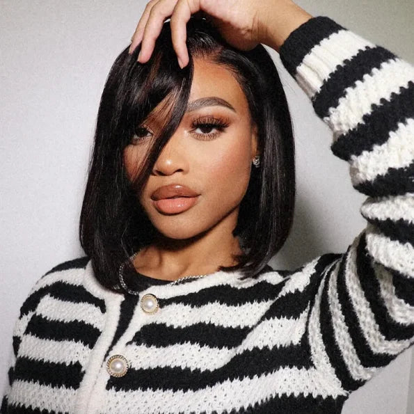 Straight Human Hair Bob Wig 5×5 HD Lace Wear Go Glueless Wig Bleached Knots 180% Density