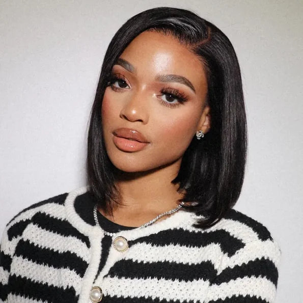 Straight Human Hair Bob Wig 5×5 HD Lace Wear Go Glueless Wig Bleached Knots 180% Density