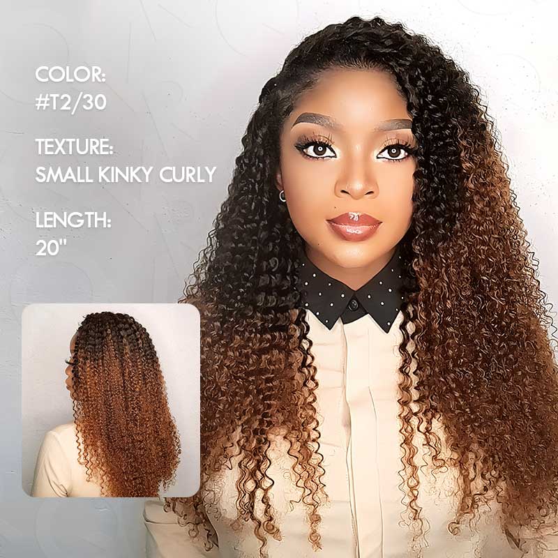 Onimehair™ Lightweight T2/30 Color Small Kinky Curly Feather Crochet Braid Human Hair Extension