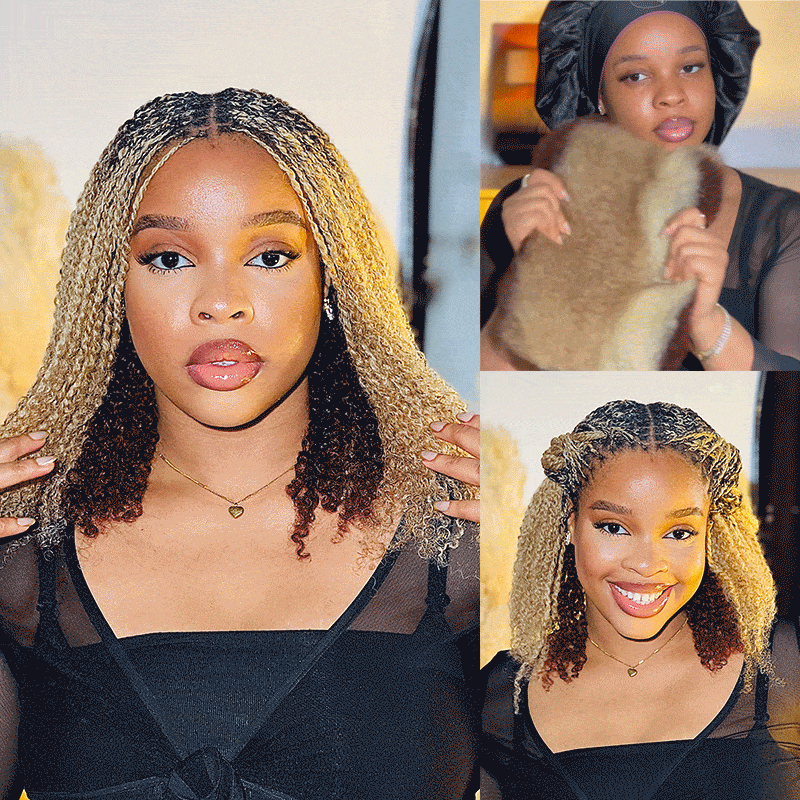 Onimehair™ 3 In 1 Afro Kinky Bulk Three Colors #32/16/613 Human Hair For Braiding Dreadlock Hair