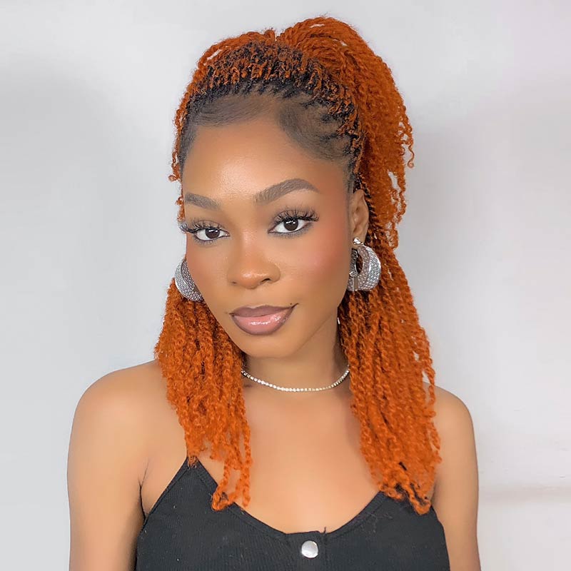 Onimehair™ Ginger Orange Afro kinky Bulk Hair Extensions For Braiding Dreadlock Human Hair