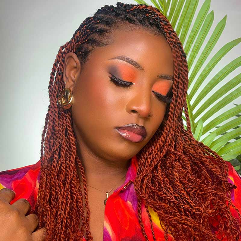 Onimehair™ Dark Orange Afro Kinky Bulk Hair Extensions For Braiding Dreadlock Human Hair