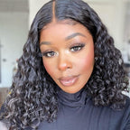 Breathable Air Cap | Short Water Wave Bob 5×5 Plus Lace Wear Go Glueless Wig 100% Human Hair