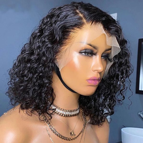 Breathable Air Cap | Short Water Wave Bob 5×5 Plus Lace Wear Go Glueless Wig 100% Human Hair