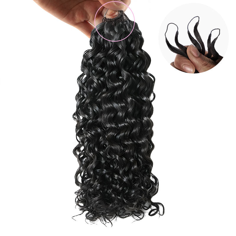 Onimehair™ Soft Deep Wave Feather Crochet Braid Natural Black Human Hair Extensions