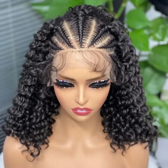 Curly Bob Wig Human Hair 13x4 HD Lace Front Wigs For Black Women Human Hair Pre Plucked Wear And Go Glueless Short Wet And Wavy Braided Wig Black Color